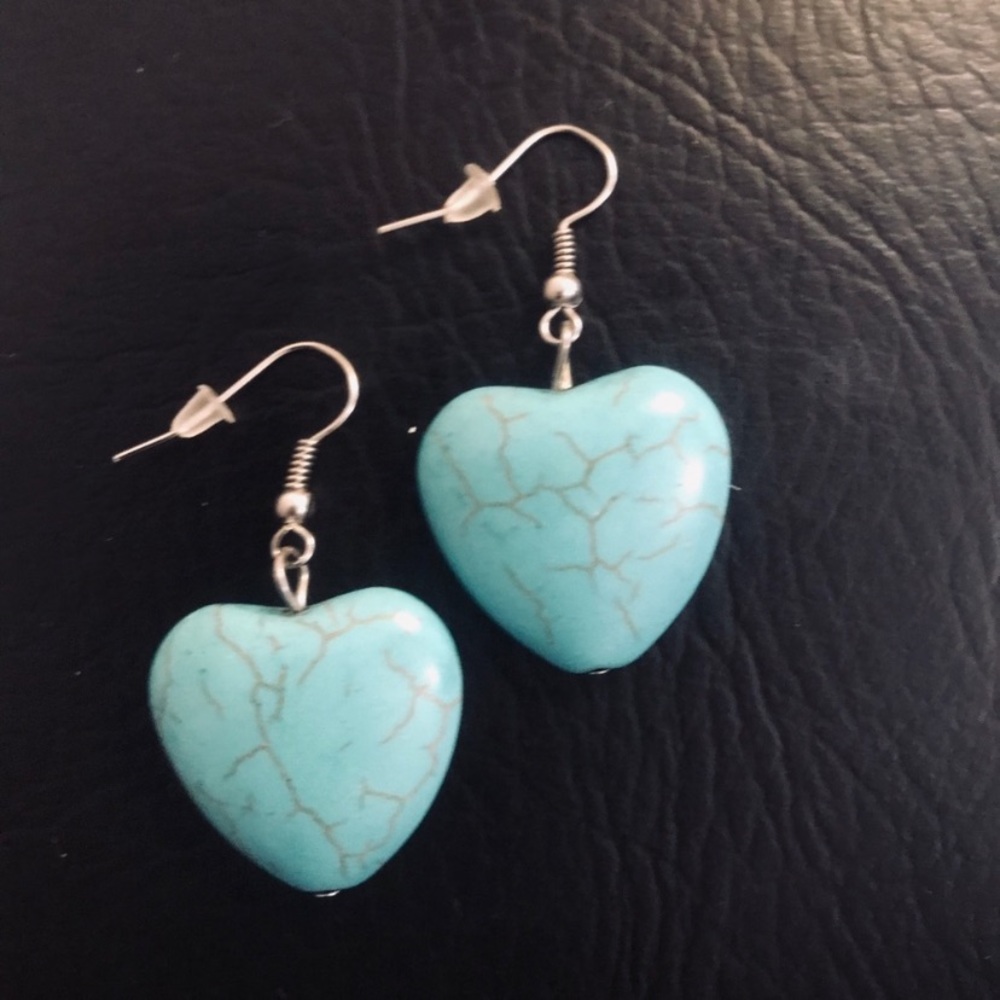 💗 Turquoise Heart Large Earrings NEW - Picture 5 of 5